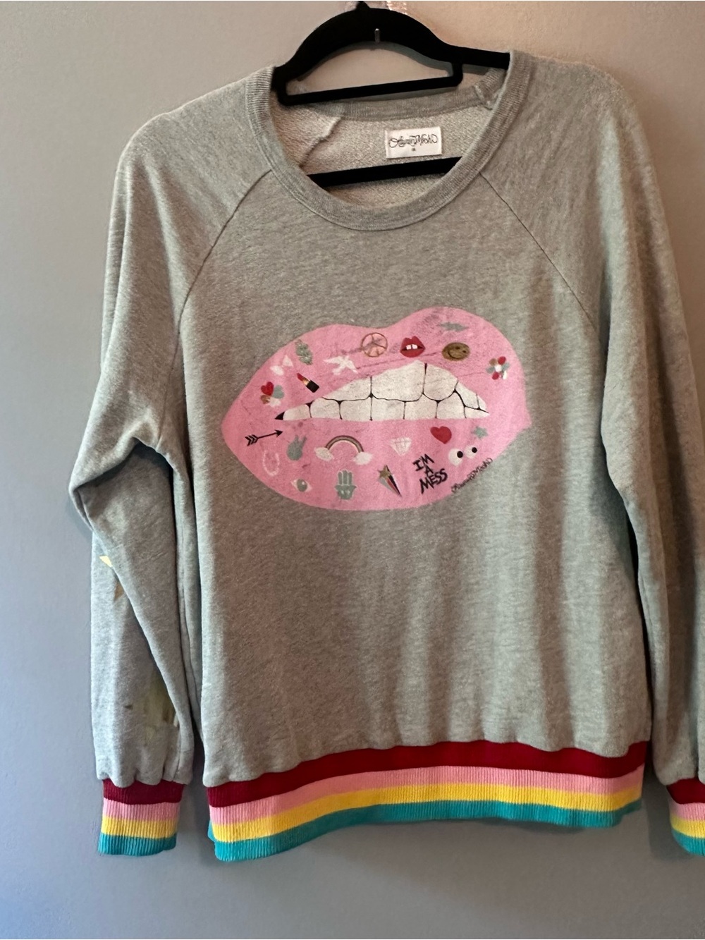 Lauren Moshi I’M A MESS Rainbow Retro Peace Dove Flower Lipstick Mouth LIMITED M